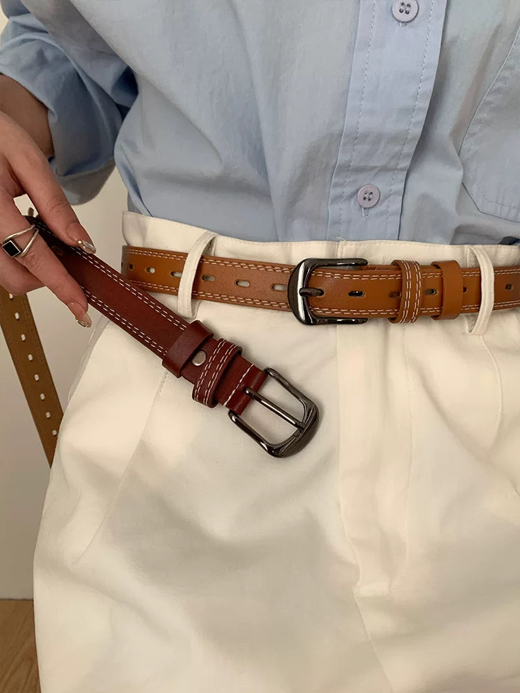 Retro Brown Belt  Fashion PU Leather Buckle Strap N6C074