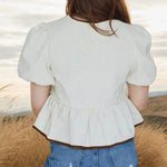 Load image into Gallery viewer, BowPuff Cotton Shirt Lightweight Apricot N5A033
