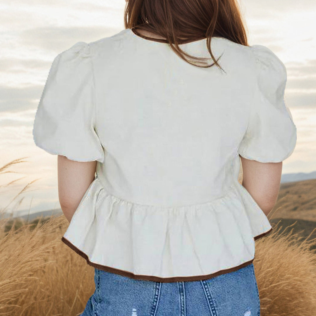 BowPuff Cotton Shirt Lightweight Apricot N5A033