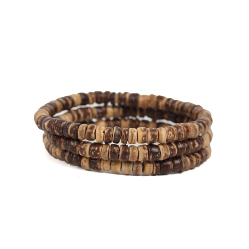 Natural Coconut Shell Beaded Bracelet S5P605