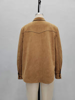 Load image into Gallery viewer, Suede Notch Lapel Multi-Pocket Loose Jacket Women N6C128