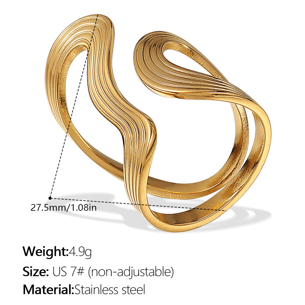 Minimalist Ring Steel 18K Gold Irregular S5P015