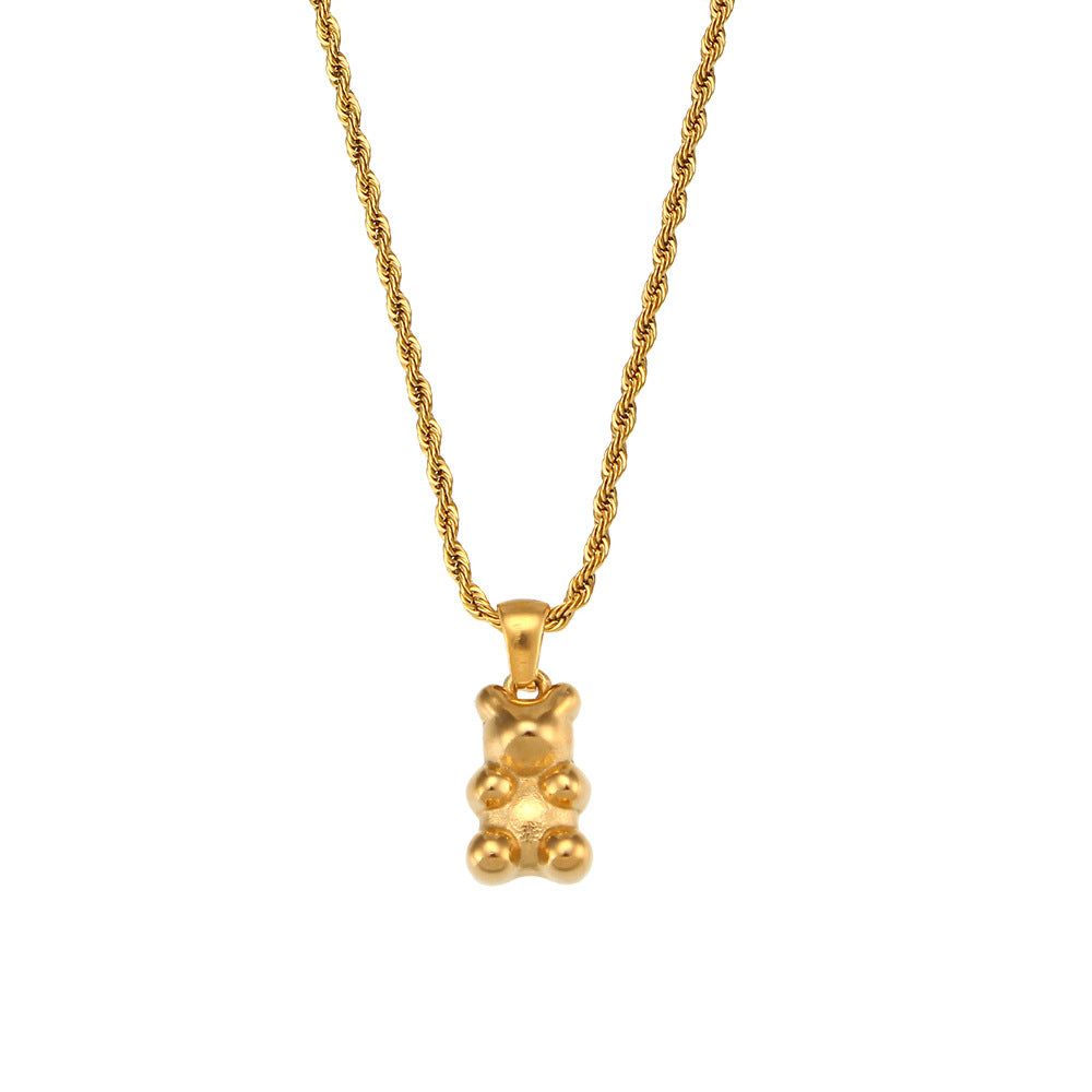 Twisted Bear Chain Necklace Steel Gold Plated S5P244