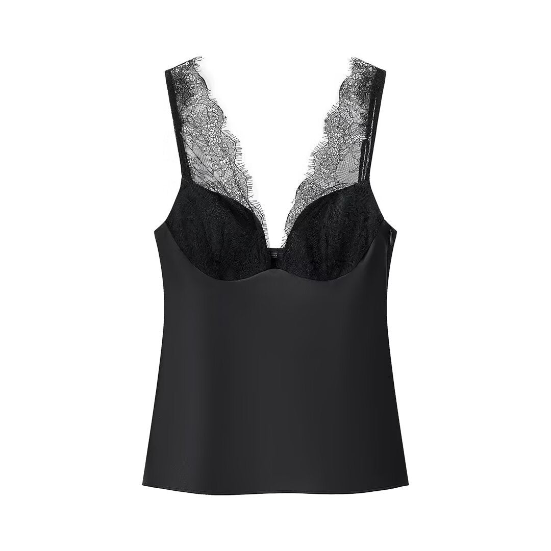 Lace Satin Camisole Top Women N6C262