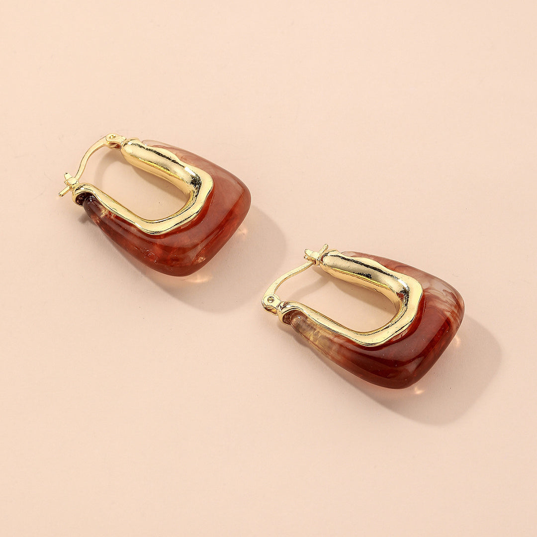 Vintage Candy Resin Geometric Ear Cuffs Silver Stud N6H092