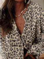 Load image into Gallery viewer, Leopard Print Round Neck Button Front Cardigan Women N6H271