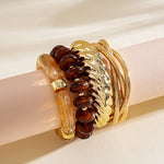 Load image into Gallery viewer, Vintage Metal Acrylic Beaded Bangle Set 4-Piece Women N6H075