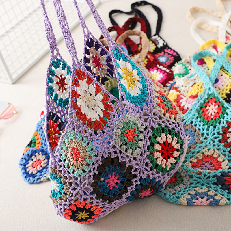 Bohemian Hand-Crochet Shoulder Bag Women N6E086