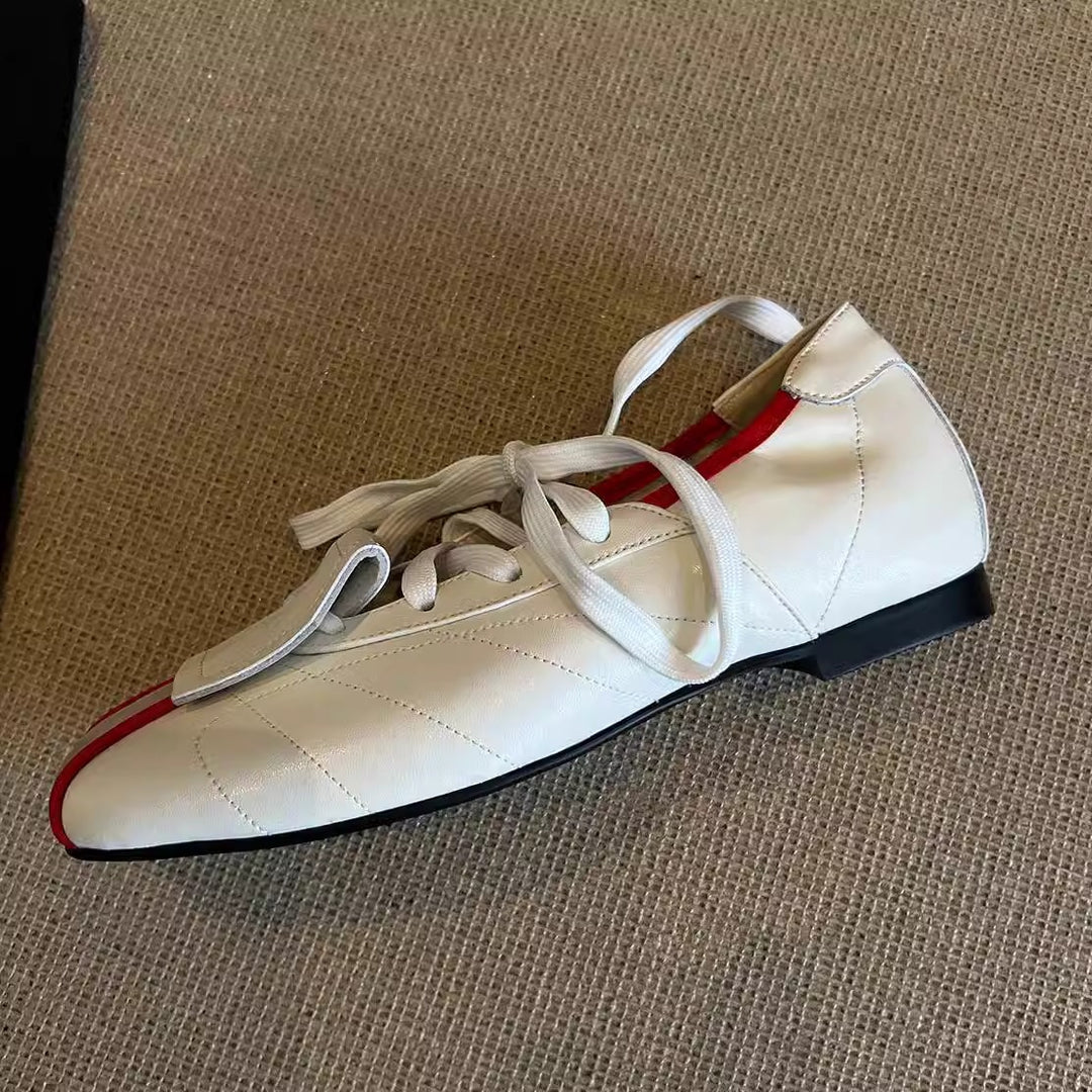 Color-Block Square Toe Mary Jane Shoes Women Flat N6G242