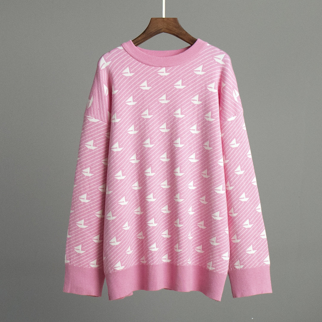 Sailboat Round Sweater Mid Weight Options N5Z846