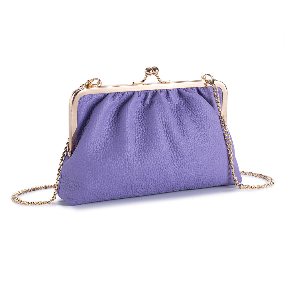 Women's Ruched Top-Grain Leather Evening Bag N6J221