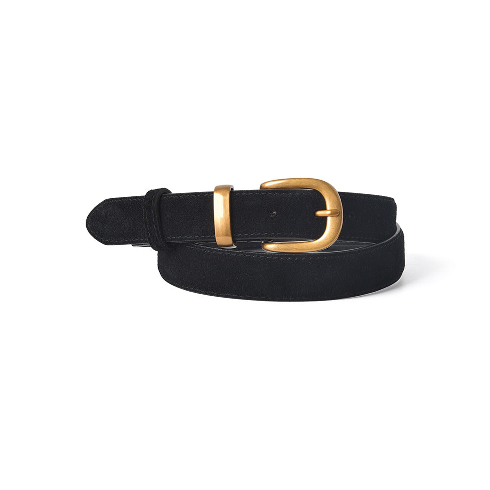 Cowhide Leather Prong Buckle Belt Women N6H332