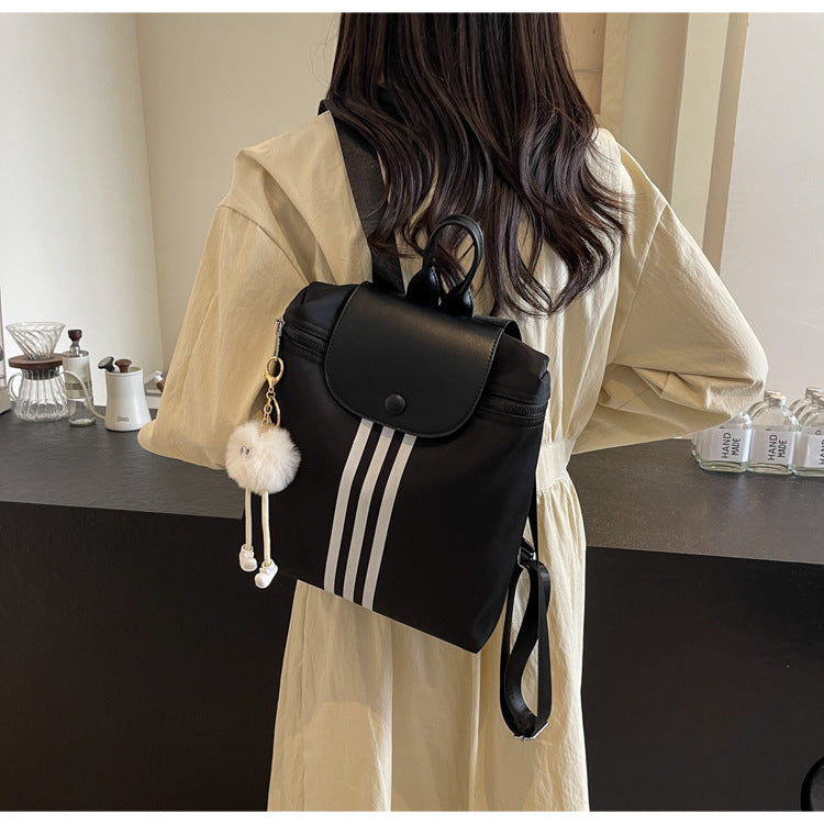 Unisex Nylon Color-Block Flap Backpack N6J199
