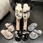 Load image into Gallery viewer, Insect Floral Embroidery Slippers Women M5A285