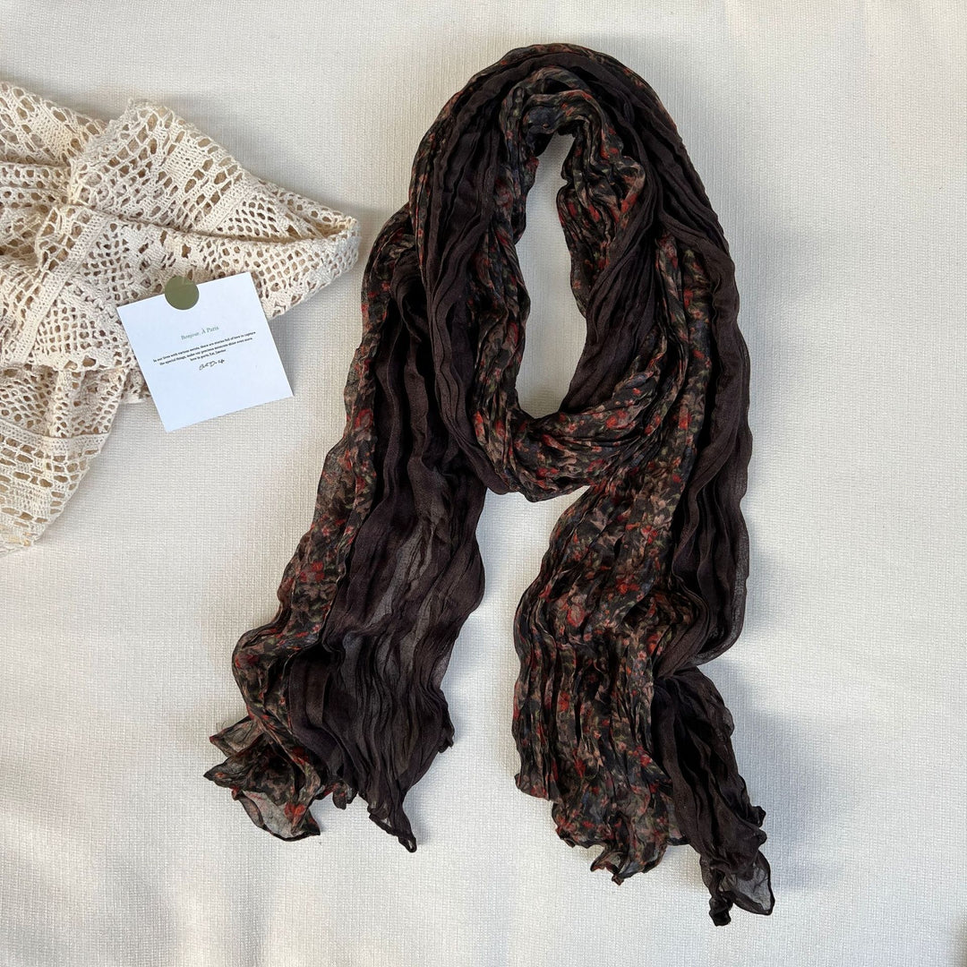 Botanical Print Crinkle Scarf  M5A210