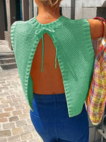 Load image into Gallery viewer, Lace Up Back Knit Tank Top Women N6B037