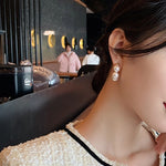 Load image into Gallery viewer, C-Shaped 5 Faux Pearl Stud Earrings Women Vintage N6H163