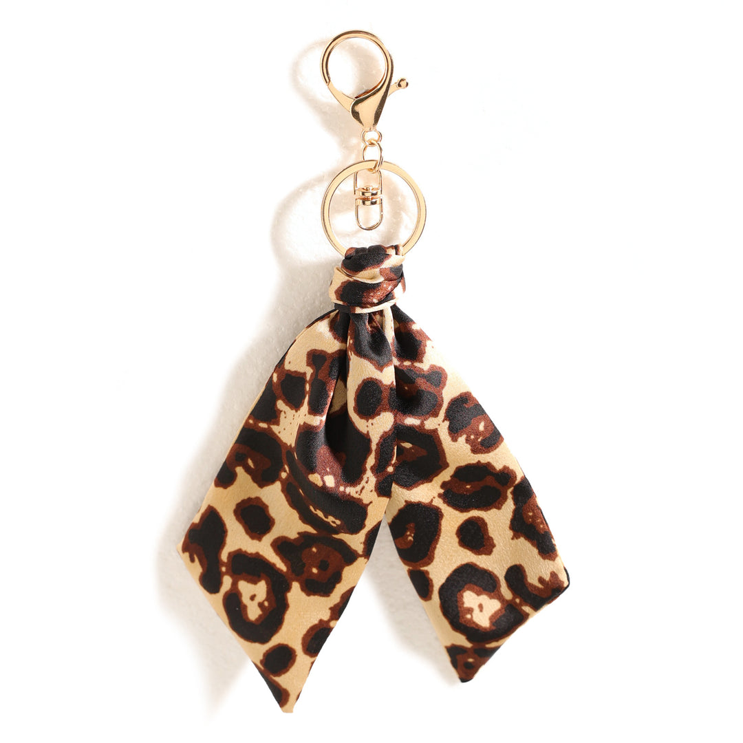 Leopard Print Fabric Keychain Bag Charm Car Ornament N6G117