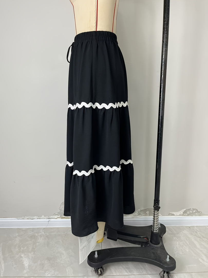 Ruffle Hem Boho Maxi Skirt Women N6C254