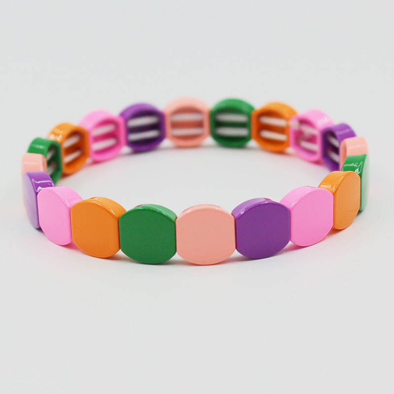 Multicolor Enamel Geometric Cuff Alloy Stove Fired S5P210