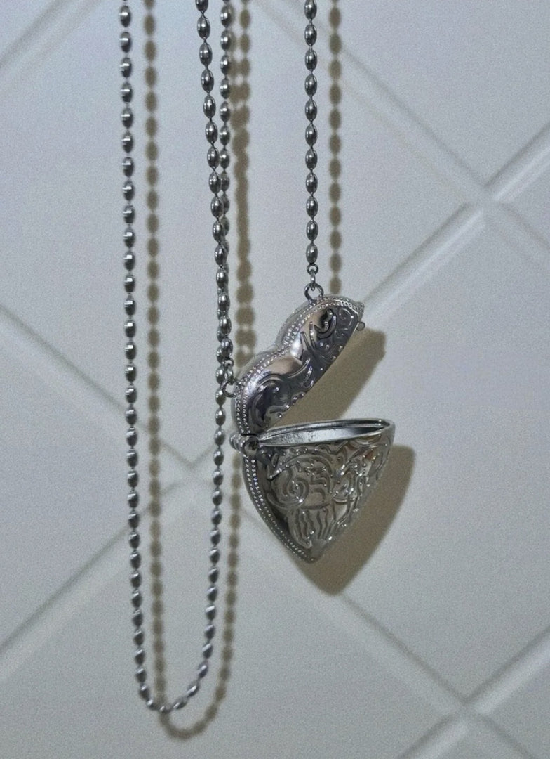 Locket Heart Necklace Copper White Gold Plated N6B184