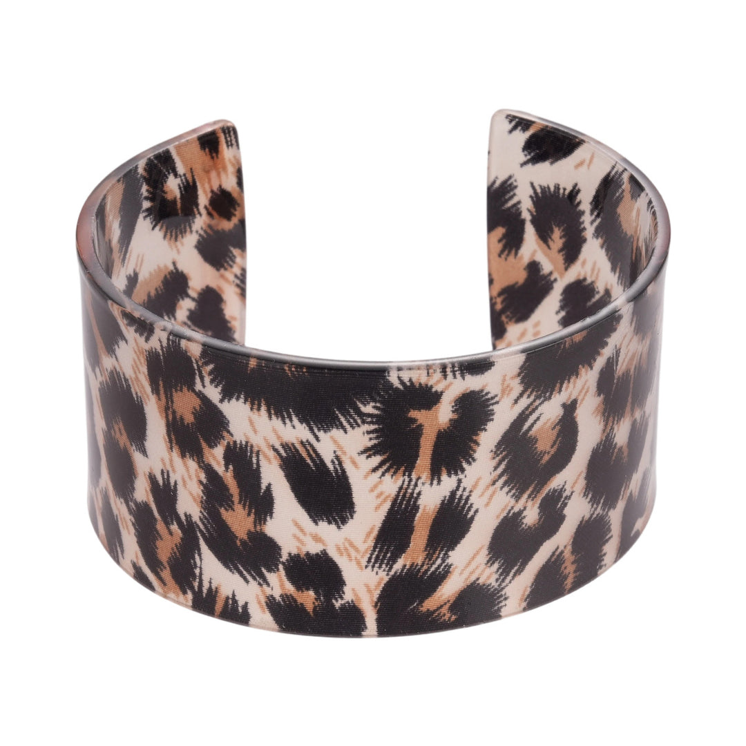 Acrylic Leopard Print Geometric Open Cuff Bangle N6F284