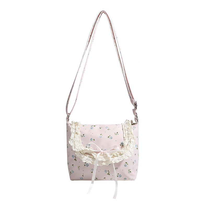 Floral Print Canvas Tote Underarm Silhouette S5P307