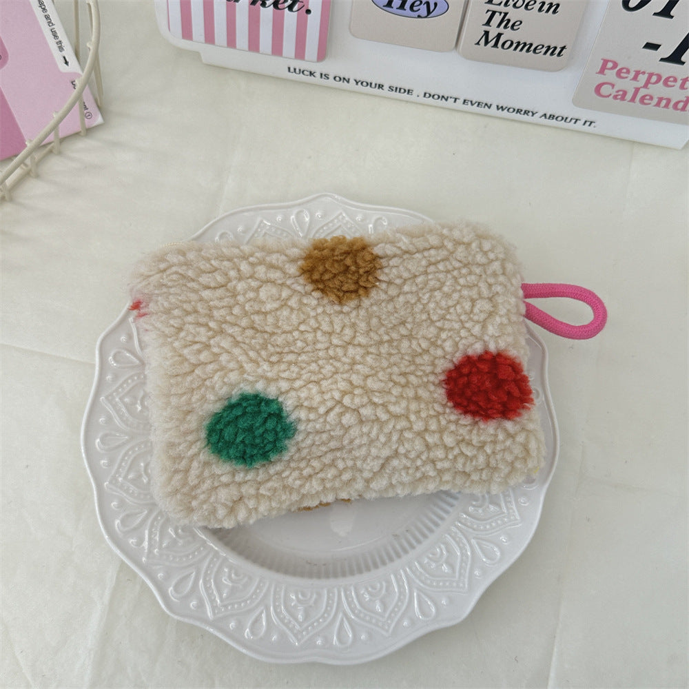 Plush Heart Coin Purse Makeup Bag Key Wallet S5P869
