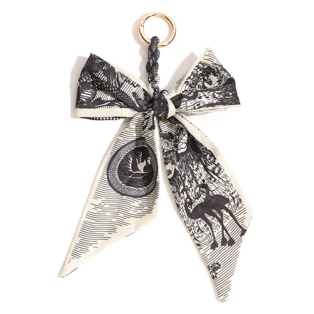 Handwoven Silk Scarf Bow Keychain Bag Charm N6G056