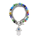 Load image into Gallery viewer, Bead Strand Bracelet Steel Evil Eye Charm Layered S5P105
