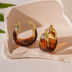 Load image into Gallery viewer, Resin Hoop Earrings Vintage U Shape Geometric Drip N6F078