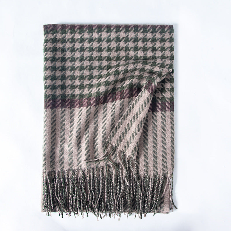 Houndstooth Faux Cashmere Wrap  M5A231