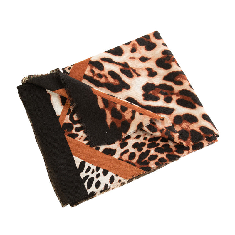 Animal Print Faux Cashmere Wrap  M5A179