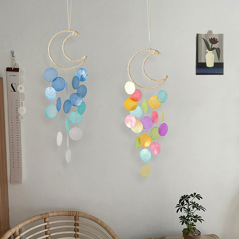 Moon Shell Dream Catcher Wind Chime Balcony Decor N6F315
