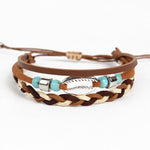 Load image into Gallery viewer, Hand Woven Shell and Leather Multi Layer Bracelet S5P616
