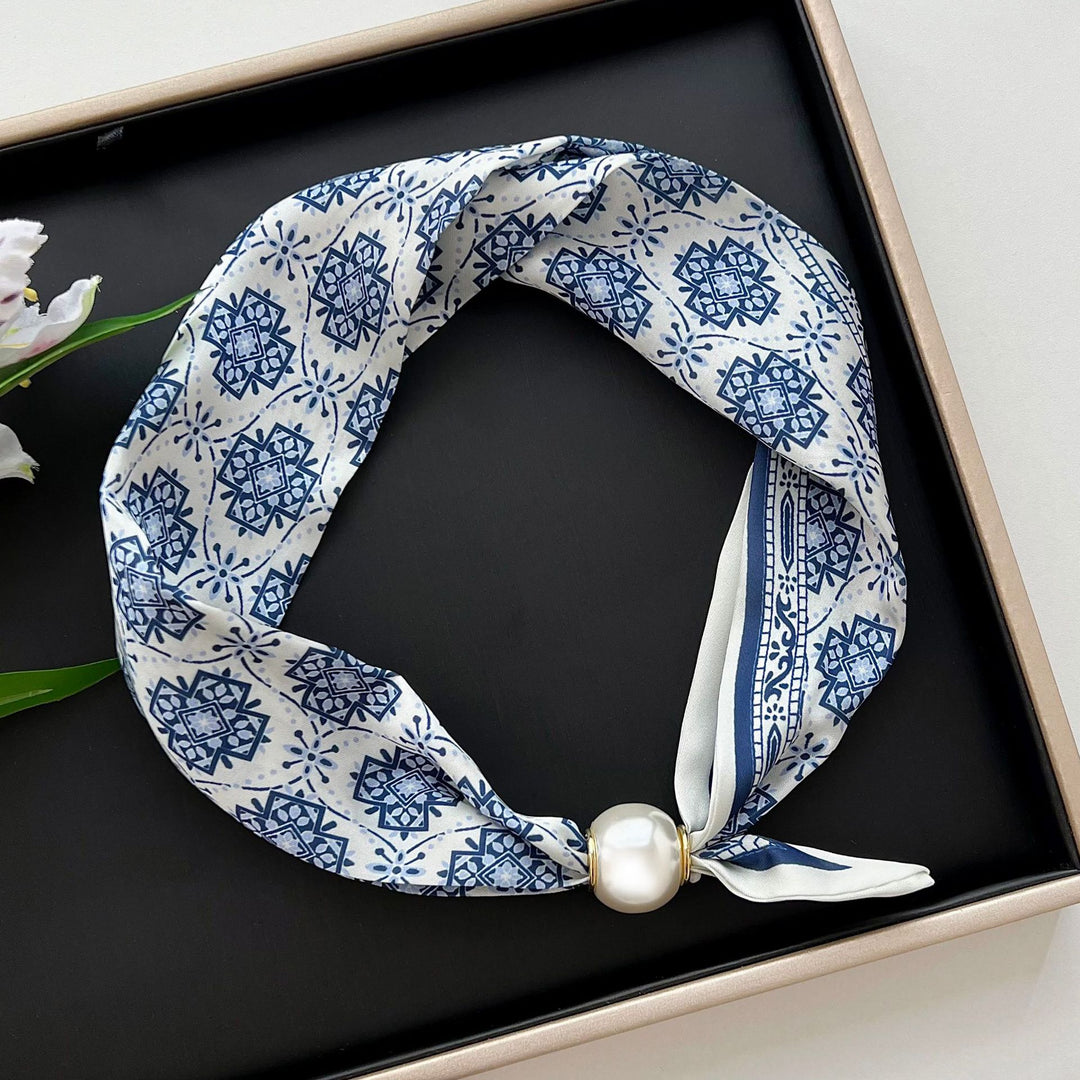 Women's Polyester Faux Silk Polka Dot Neck Scarf N6J149
