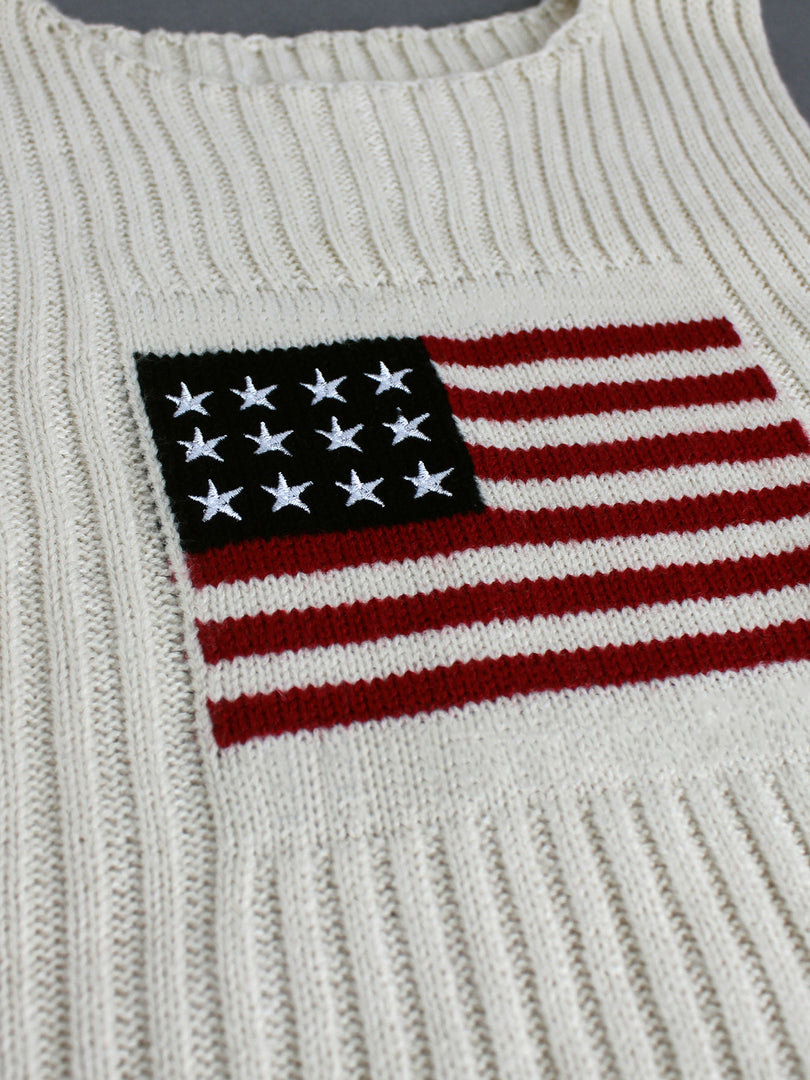 USA Flag Patriotic Knit Tank Top Independence Day N6H273