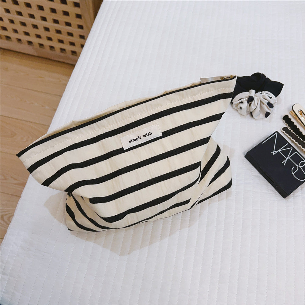 Contrast Stripe Canvas Zipper Organizer Horizontal S5P362