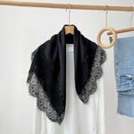 Load image into Gallery viewer, Satin Sun Protection Lace Trim Square Scarf Women N6H120