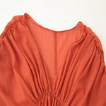 Load image into Gallery viewer, Draped V Neck Satin Dress Mid WeightN 5Z347