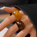 Load image into Gallery viewer, Vintage Candy Resin Oval Geometric Ring Women N6H095