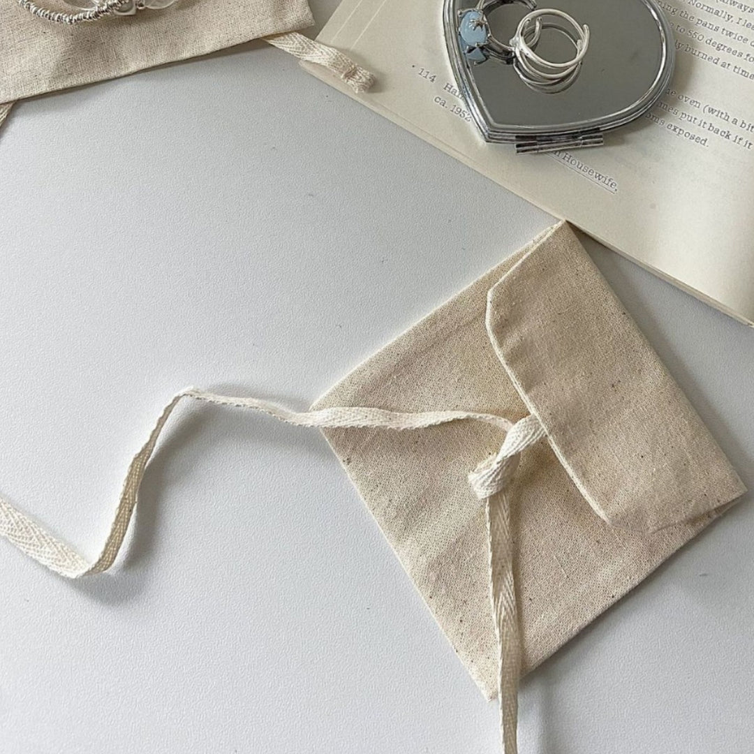 Cotton Linen Drawstring Jewelry Pouch Storage Bag N6G107