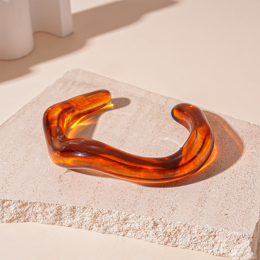 Freeform Marbled Bangle Acrylic Multi-Tone Circular  S5P071
