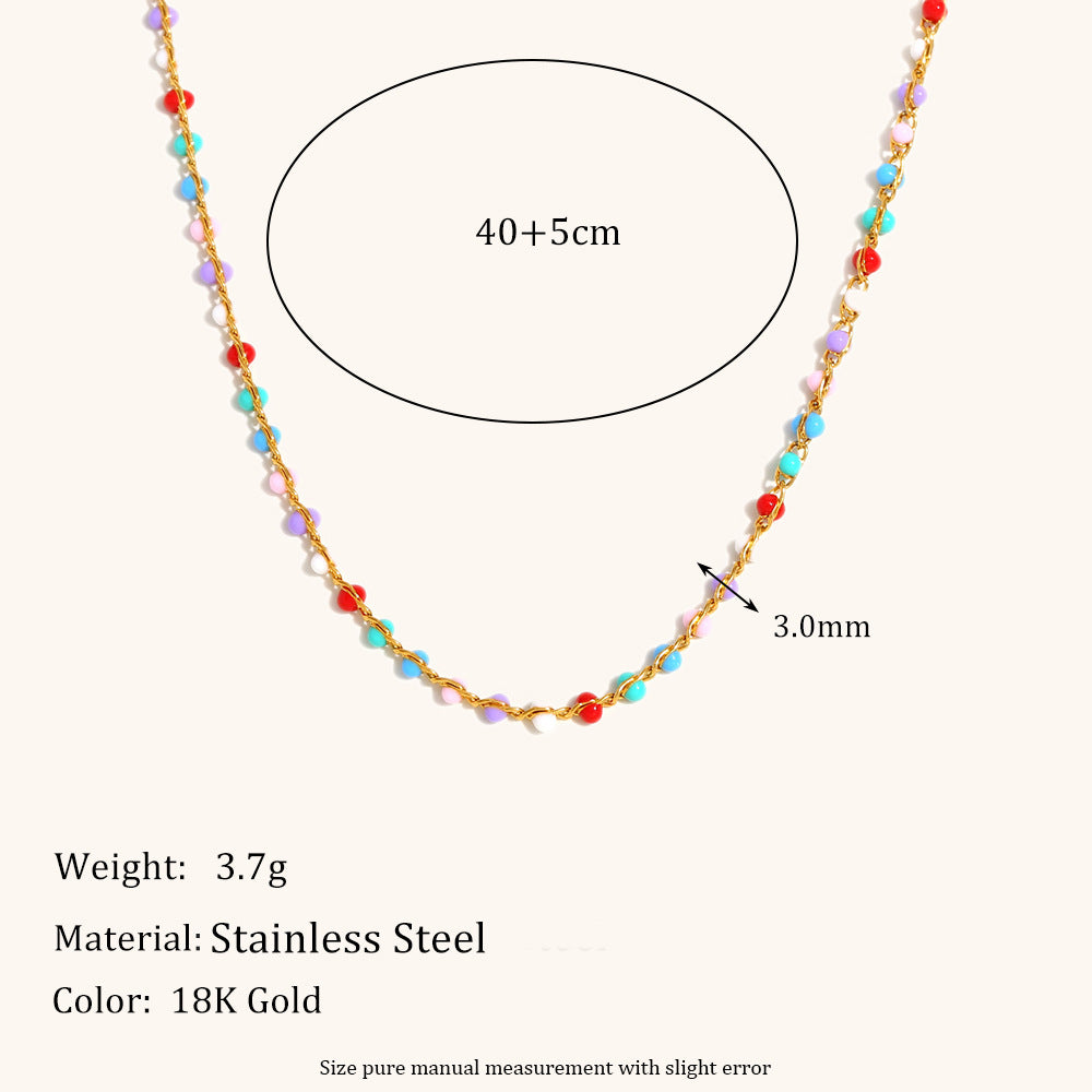 Bohemian Enamel Bead Chain Steel Gold Plated S5P225