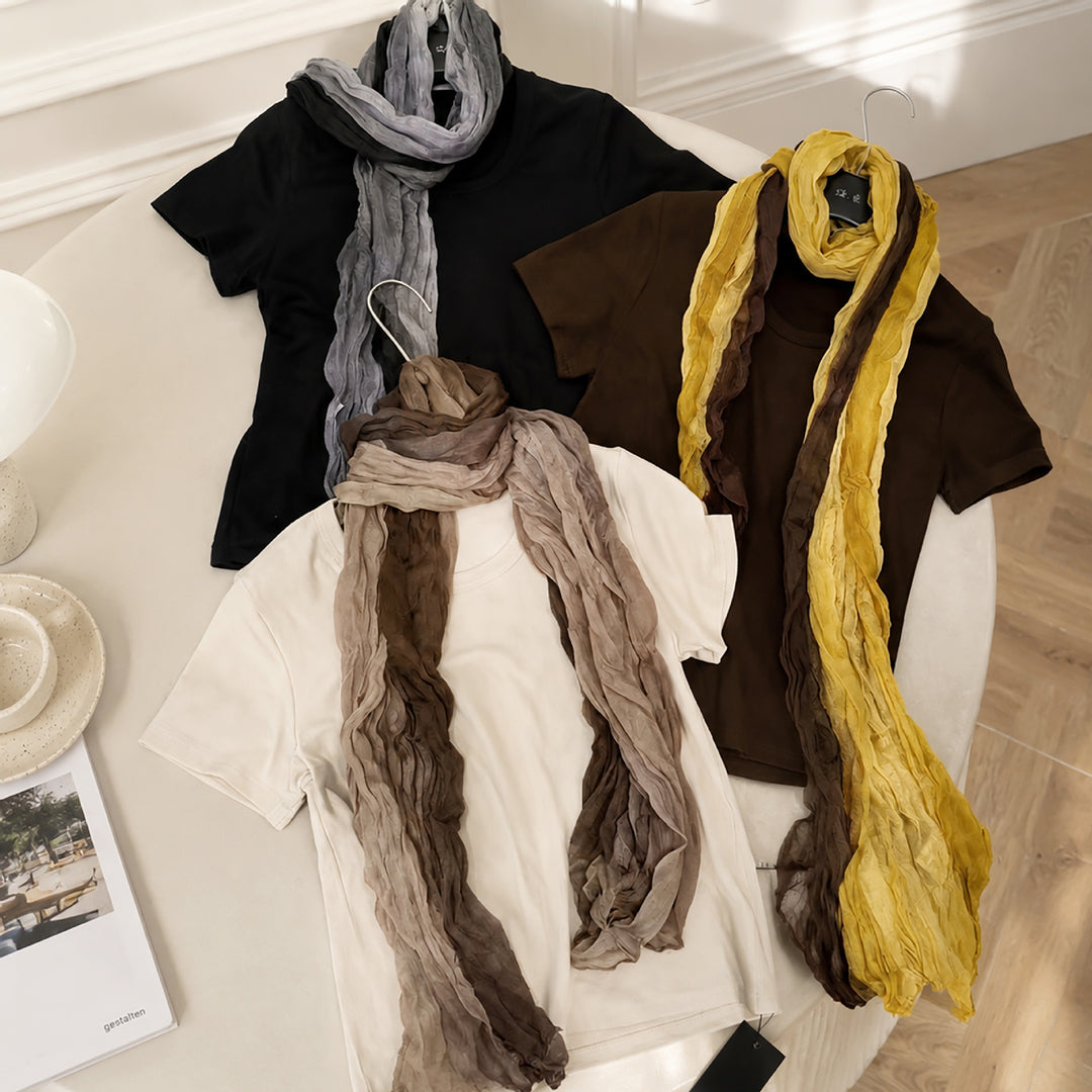 Pleated Gradient Scarf Women Sun Protection N6H247