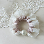 Load image into Gallery viewer, Polka Dot Pearl Mini Scrunchie High Elasticity Women N6H186