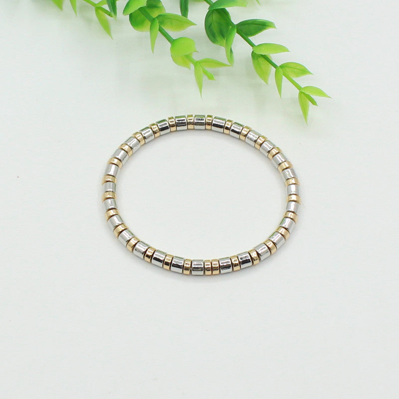 Tube Bead Chain Alloy Vitreous Enamel Rainbow S5P267