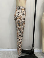 Load image into Gallery viewer, Print High Waist Flared Pants Side Slit N6F234