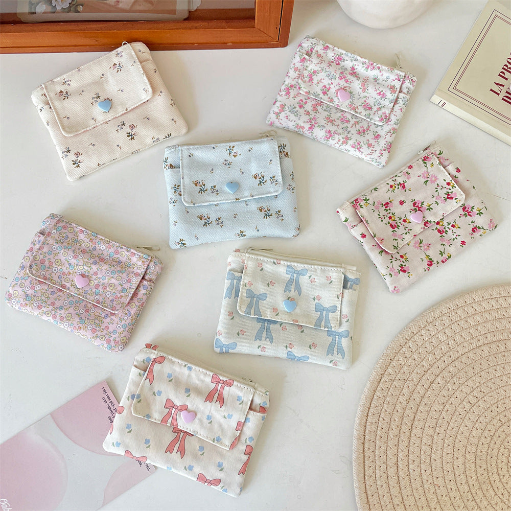 Floral Double Layer Coin Wallet Women Large Capacity S5P872