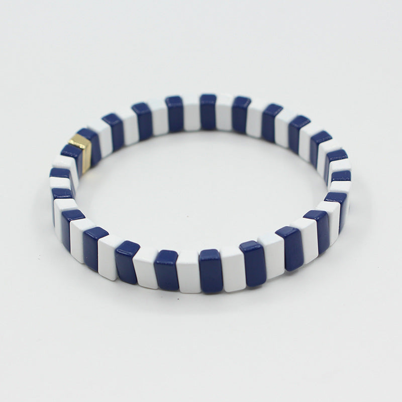 Macaron Elastic Bracelet Dual-Tone Enamel Alloy S5P043